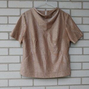 Vintage 60s Metallic Sparkle Shirt 41" Bust Retro Pullover Blouse Top Fitted